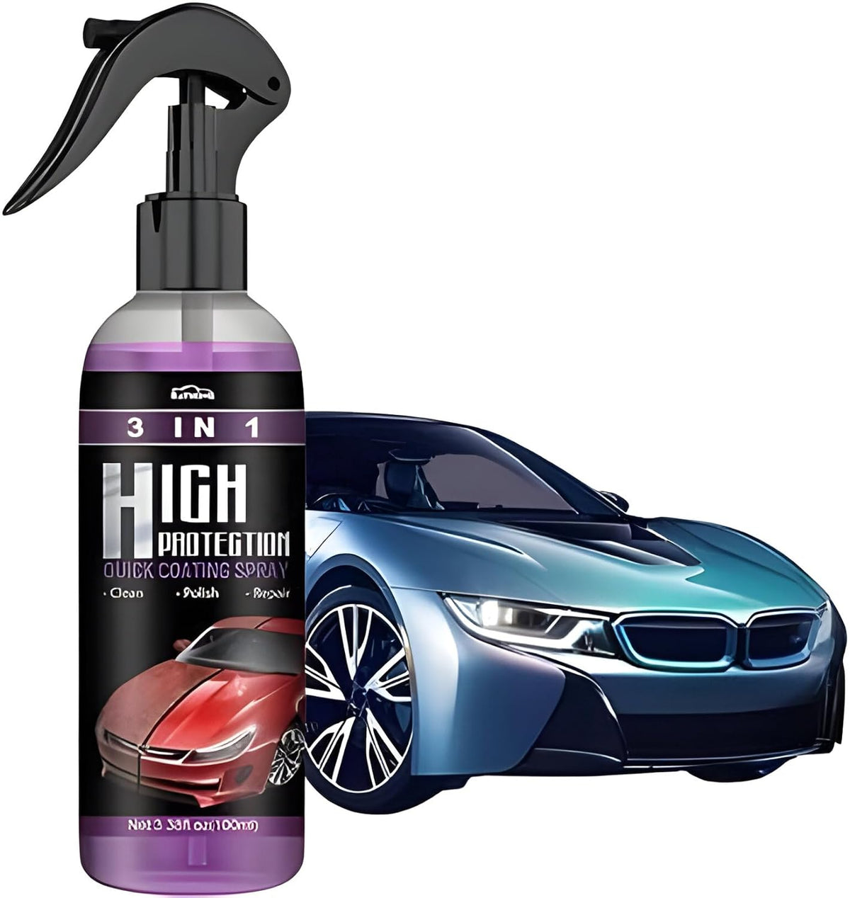 3 In 1 High Protection Quick Car Coating Spray Clean, Polish & Repair, Multipurpose Liquid Car & Bike Polish, Suitable for Dashboard, Restores Faded Plastic & Fiber, 100ml, Pack 1