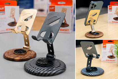 L3T L-398 Adjustable Metal Desk Phone Holder Stand - Versatile & Foldable Mobile Stand for Effortless Access