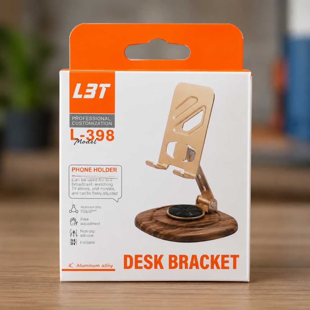 L3T L-398 Adjustable Metal Desk Phone Holder Stand - Versatile & Foldable Mobile Stand for Effortless Access